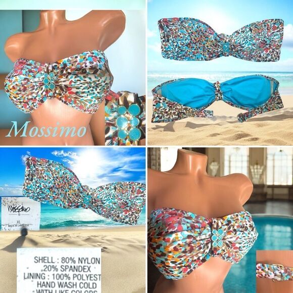 Mossimo Swimwear l Multi-color Bikini Top l Gold & Turquoise Hardware l XL l EUC - Picture 7 of 10